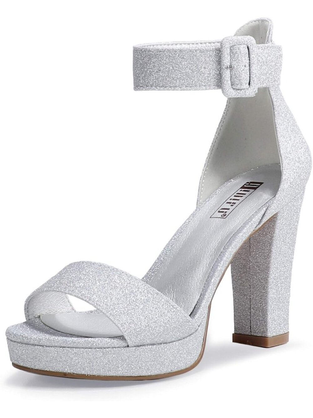 Women's Silver Shiny Ankle Straps Wedding Party Dress Shoes High Heeled Sandals